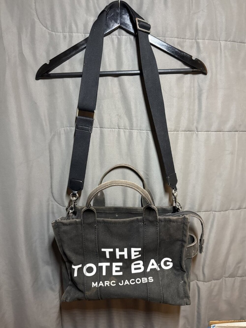 Marc Jacobs Black Canvas The Tote Bag Small Crossbody Handbag Satchel